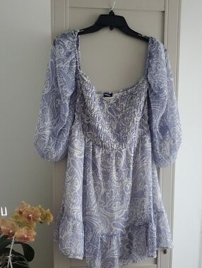 Express Lavender Paisley Smocked Mini Dress